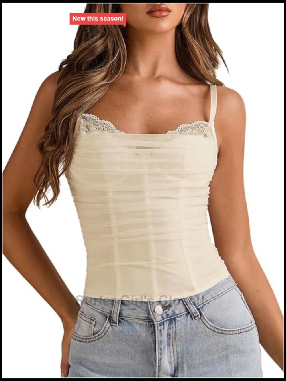 Women's Lace Corset Bustier Floral Spaghetti Strap Crop Top Y2K